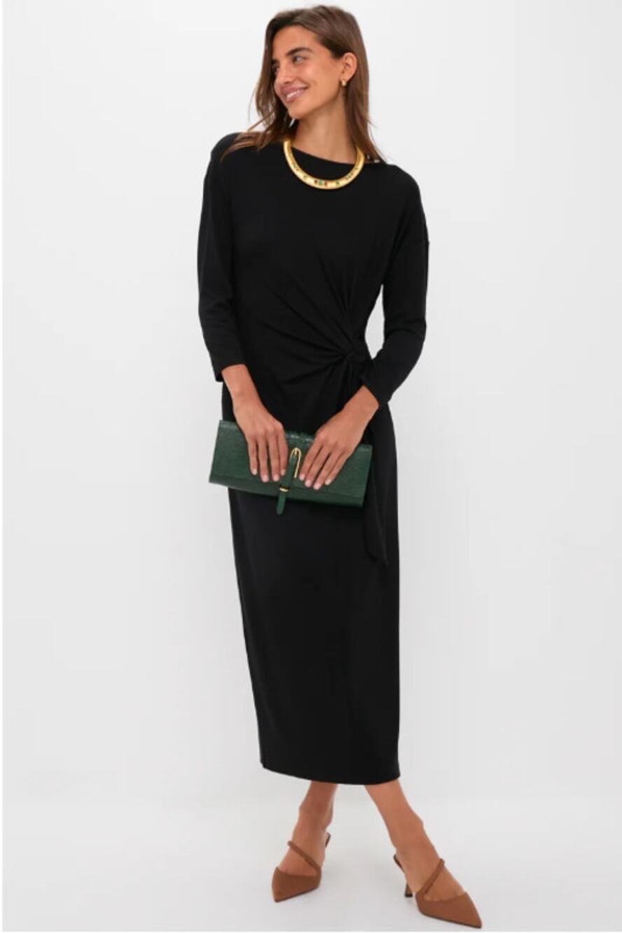 Tuckernuck Black Side Tie Elspeth Maxi Dress Medium Ruched NWT Cocktail Party